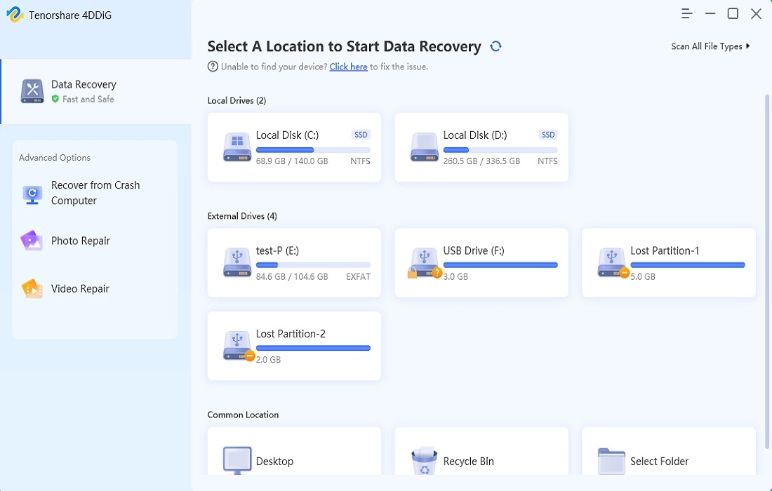 一体化数据恢复和视频修复 Tenorshare 4DDiG v9.8.5.6