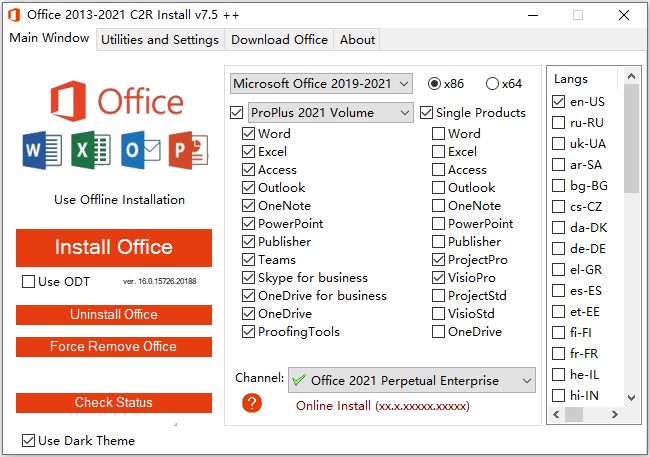 Office 2013-2024 C2R Install + Lite v7.7.7.5